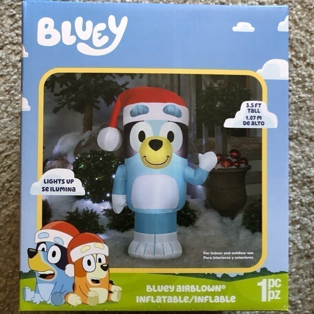 Bluey Christmas Inflatable 3.5 ft NEW Blow Up Santa Hat